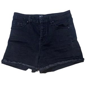 Black High Rise Denim Shorts
